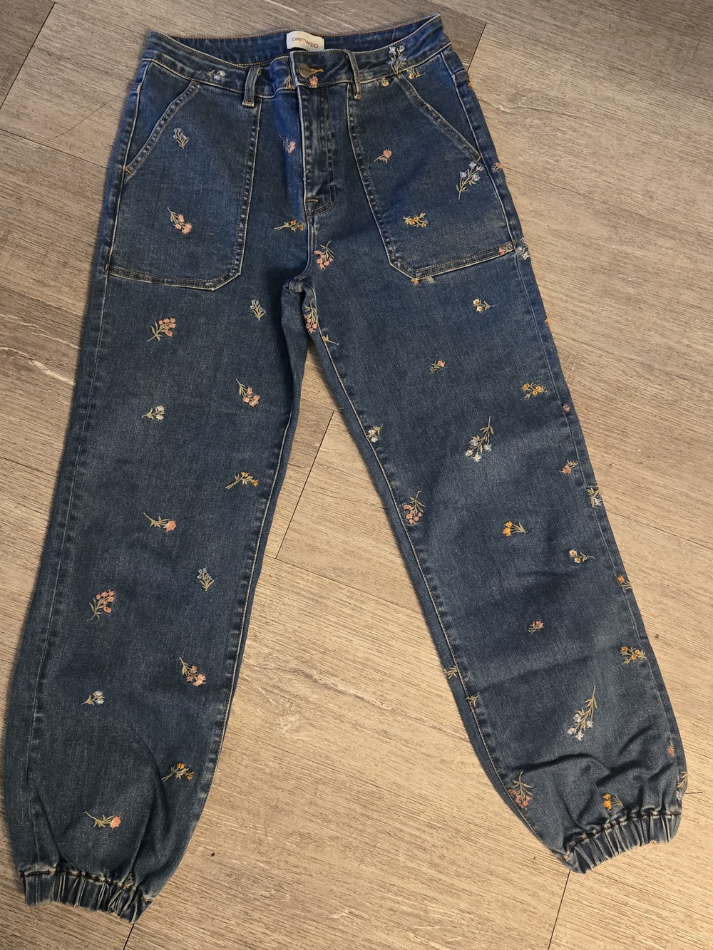 Driftwood Embroidered Dark Wash Women’s Jeans - Floral Detail - Picture 1 of 16